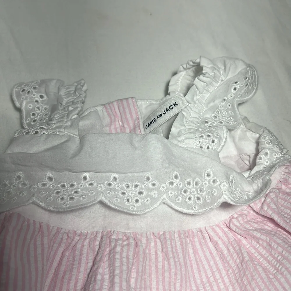 🚼Janie & Jack one piece set pink seersucker 3m to 6m